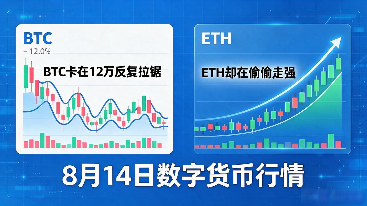 8月14日数字货币行情：BTC卡在12万反复拉锯，ETH却在偷偷走强